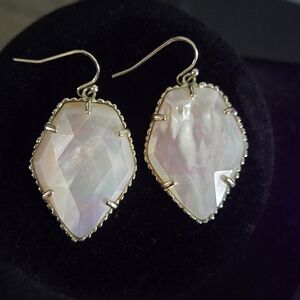 Kendra Scott Corley Iridescent Slate Ivory And Gold Frame Drop Earring